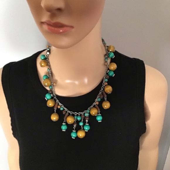 Women’s Necklace Yellow & Turquoise - Picture 4 of 5